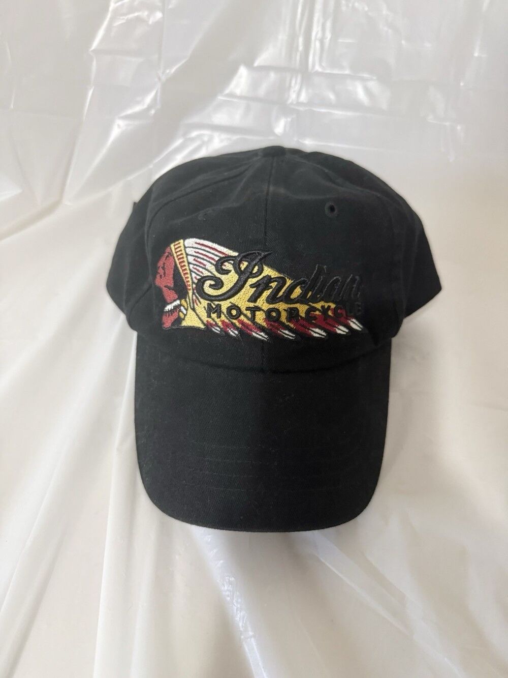 Indian Motorcycle Black Adjustable Strapback Hat Embroidered Logo Cap Biker